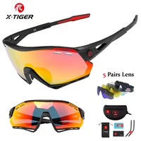 x tiger new cycling sunglasses 5 lens polarized sports men cycling glasses mountain bicycle riding protection goggles eyewear
