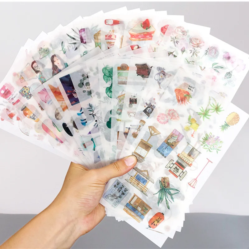 3 6sheet/пакет Kawaii с цветочным рисунком для девочек кот собака Бумага васи наклейки