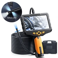 newest nts300 triple lens endoscope camera 1080p hd digital video scope camera with 5 ips screen 32gb tf card for pipe car