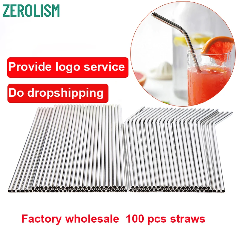 100 шт. многоразовые трубочки из нержавеющей стали 215 мм х 6 мм|Другие барные
