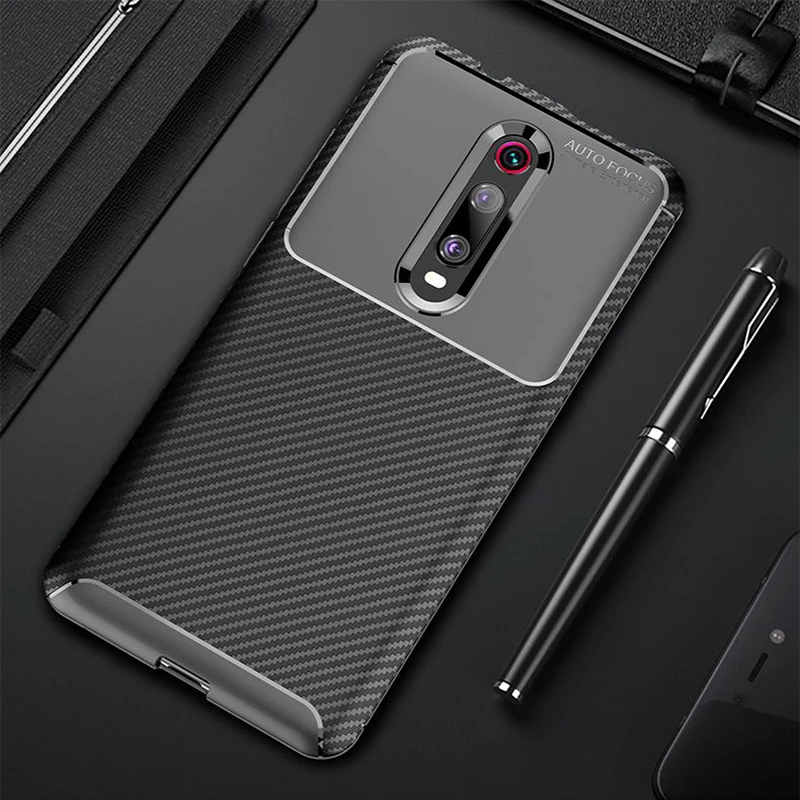 Мягкий силиконовый чехол с узором из углеродного волокна для Redmi K20 Pro подходит