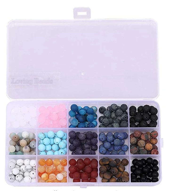 Natural Gem stone Beads 8mm Matte Round 15 Color Assorted 330pcs Box Set Onyx Amazonite Lapis Crystal Energy Stone Healing | Украшения и