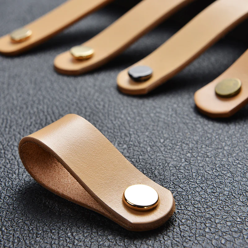 

Yellow genuine leather Cabinet Handles Furniture Handles Kitchen Cabinet Handles leather Drawer handles Knobs