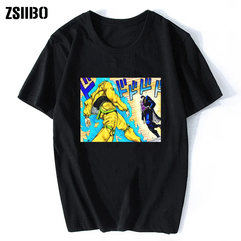 Япония Аниме рубашка JoJo странные приключения смешные футболки для мужчин и