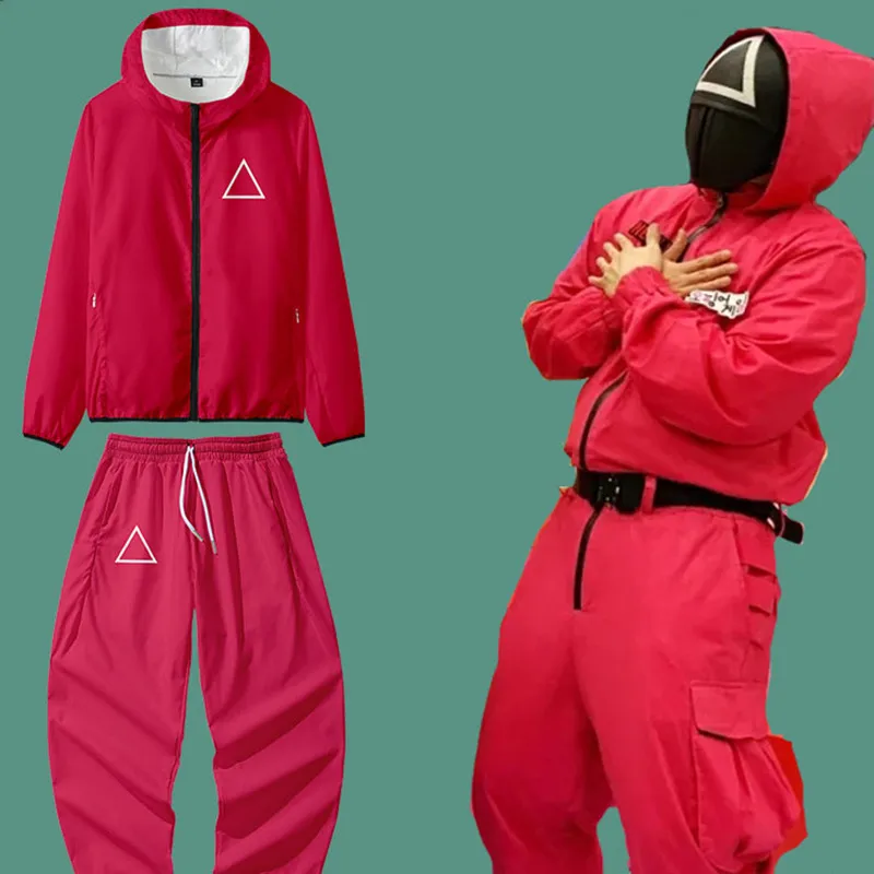 

Костюм для косплея в Корейском стиле из игры «кальмар», мужская и женская куртка Li Zhengjae 456, одинаковая спортивная одежда, худи на Хеллоуин