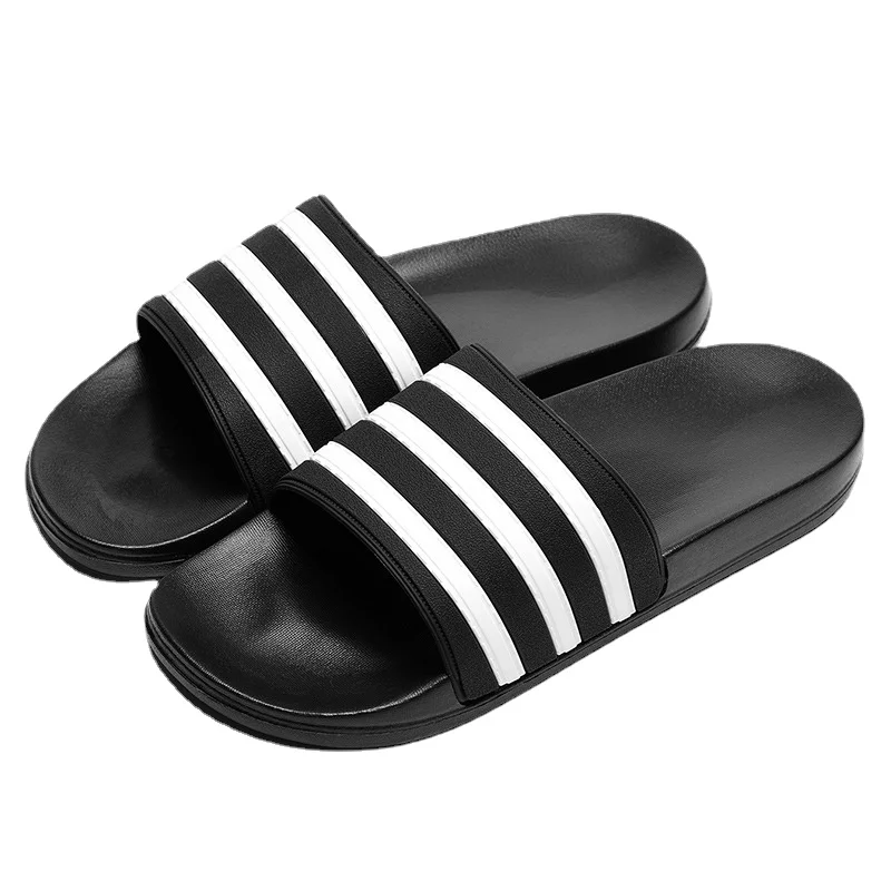 

Summer Men's Beach Slippers EVA Men Shoes Women Couple Flip Flops Soft Sole Black White Stripes Casual Chaussures Slides