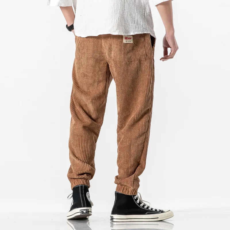 

Men's Casual Pants Corduroy Solid Casual Simple Warm Loose Bunch Of Foot Elastic Waist Spring Autumn Male quality Trousers