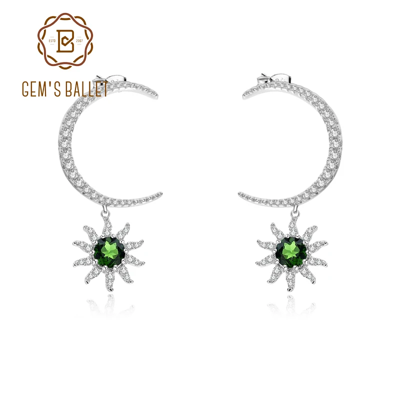 Женские Балетные серьги GEM'S BALLET натуральный хром диопсионная Луна и с дизайном
