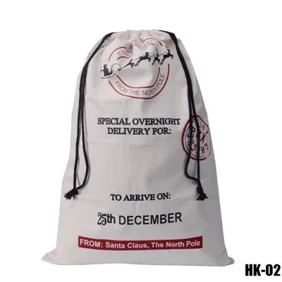 HK-02 10 шт./партия, Новое поступление, 38 стилей, сумки Санта Клауса, Холщовая Сумка Санта Клауса, Рождественский мешок Санта-Клауса - Цвет: HK-02