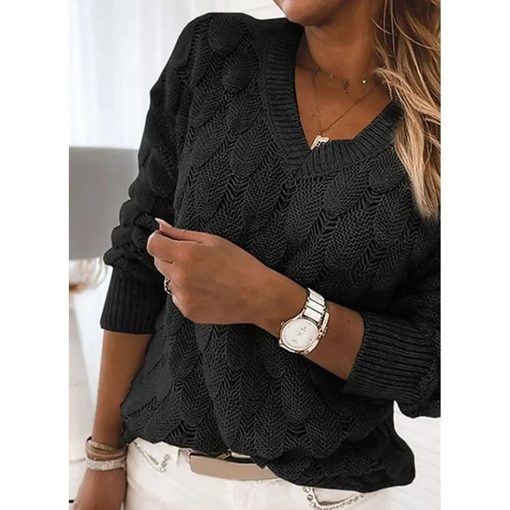 

V-Neckline Solid Casual Sweater Shift Sweaters