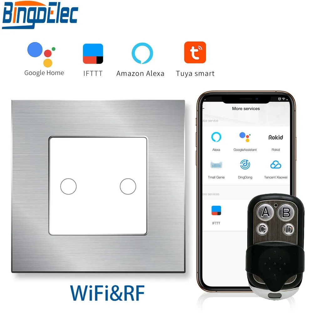 Переключатель дистанционный Bingoelec Smart Life 2 клавиши 1 канал Wi Fi настенный