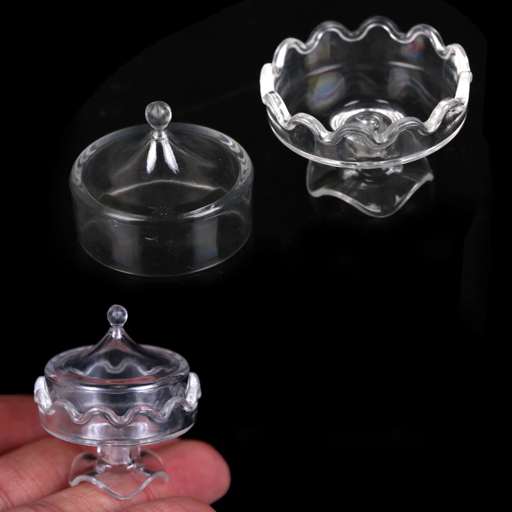 

1:12 Dollhouse Miniature Transparent Plastic Dessert Pot Pastry Plate Kitchen Furniture Toy For Children Gift Wholesale Kids