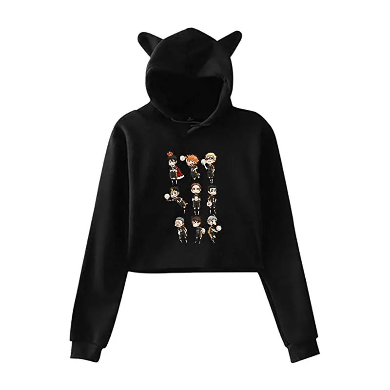 

Haikyuu! Женская толстовка с длинным рукавом и кошачьими ушками