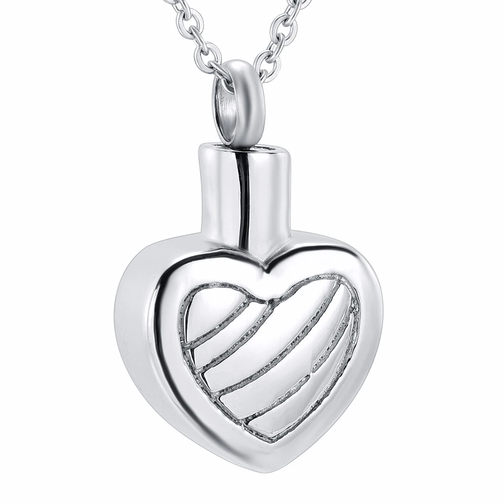 Нержавеющая сталь в полоску сердце кулон золы кремации сувенир для пепла урна сувенир Мемориал ожерелье ювелирные изделия