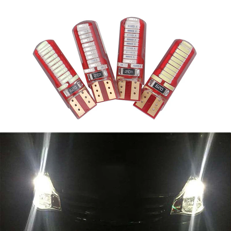 

20Pcs White T10 W5W 4014 24SMD LED Canbus Error Free Car Bulbs For 168 192 194 2825 Clearance Lamps License Plate Lights 12V