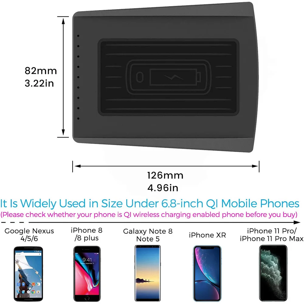 

for 2019- 2021 Cadillac XT5 XT6 Car Qi Wireless Wireless Phone Charger Charging Accessory Compatible All QI Enabled Phone
