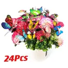 24 Связки бабочек садовый двор плантатор красочные причудливые бабочки колья декоративные цветочные горшки Jardineria Декор