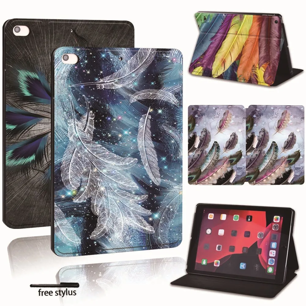 

PU Leather Smart Tablet Stand Folio Cover feather colors Slim Case For iPad 7 8 9th 10.2"2019 2020 2021 /Pro 11" 2018 2020
