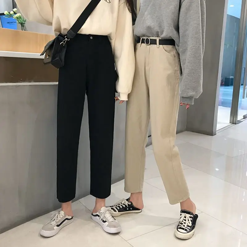 

Jeans Women Solid Trendy Elegant All-match High-quality Korean Style Lace Leisure Daily Womens Female Lovely High-waist Simple