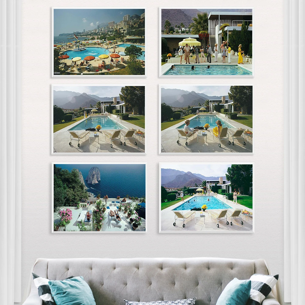 

Vintage Desert House Party Poolside Glamour Art Poster Print Canvas Painting Wall Art Modern Pictures For Living Room Home Decor