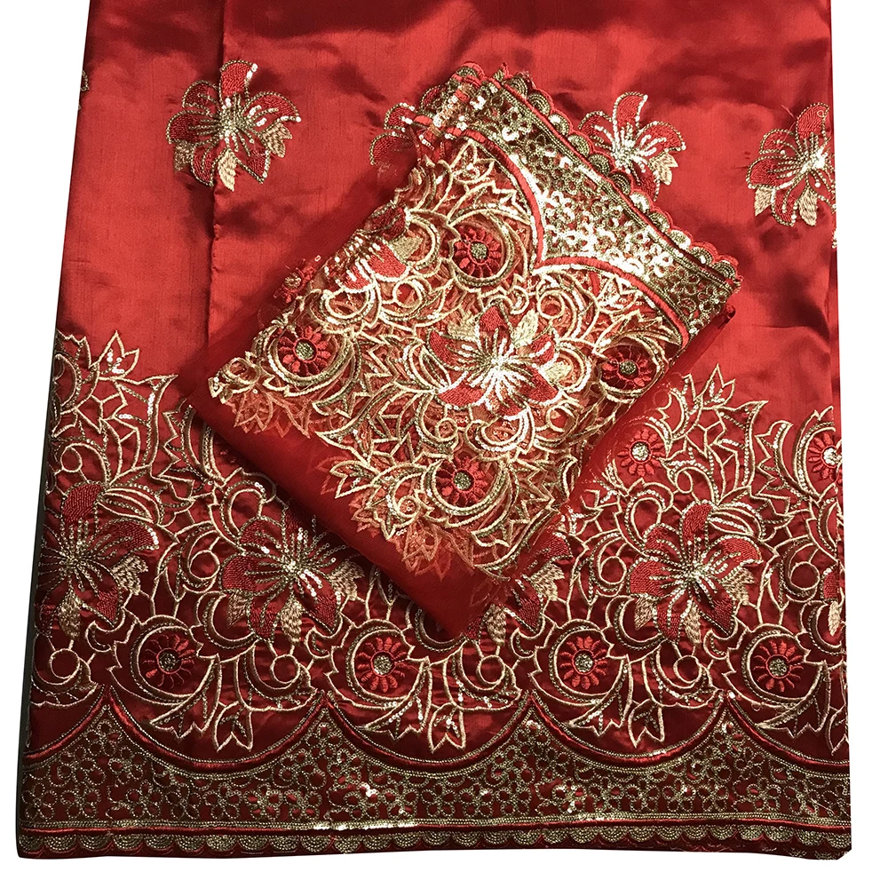 2020 новейшие африканские блестки George кружевная ткань красный шелк сырец хлопок 2