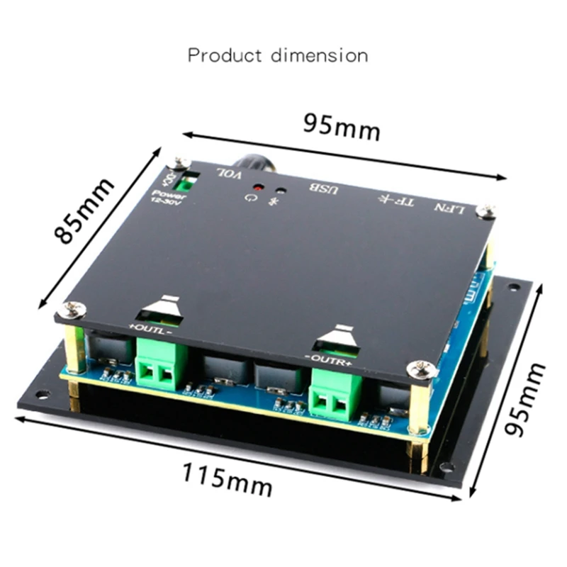 

TDA7498 DC12-30V Bluetooth Digital Power Amplifier Board 2X100W High Power Dual Channel with TF Card/U Disk Input