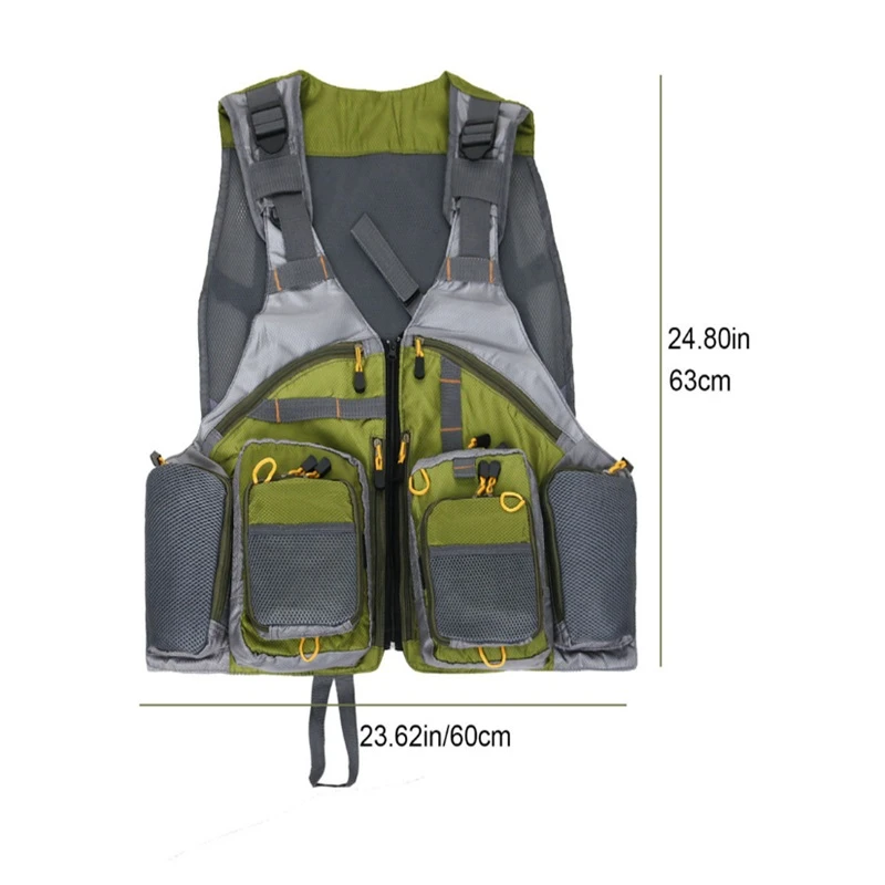 

Men's Fly Fishing Vest Adjustable Size Multiple Pockets Bass Fishing Mesh Backpack For Men And Women