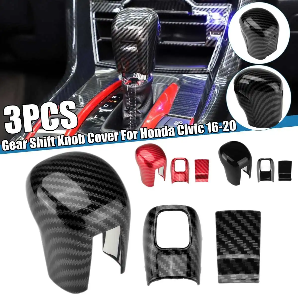 

Карбон волокно Шестерни рукоятка рычага переключения передач Чехол Стикеры Декор интерьера для Honda Civic 2016 2017 2018 2019 2020 автомобиля Acceessories для ...