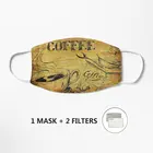 Маска для лица с надписью кафе кофе, моющийся респиратор, мультяшный хлопковый уличный респиратор, маска для лица
