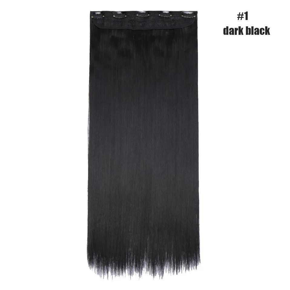 dark black Snoilite, длинные прямые накладные волосы на заколках, синтетические волосы, 5 зажимов, цельные термостойкие накладные волосы для женщин - Цвет: dark black