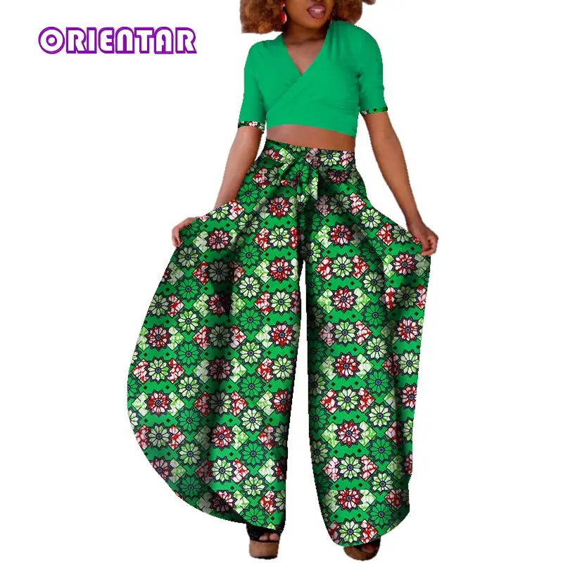 Комплект одежды из 2 предметов с Африканским принтом короткий топ и штаны богатые