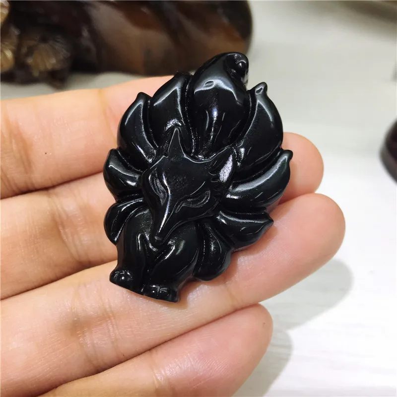 Натуральный обсидиан 9-хвостый Лисий кварц кристалл драгоценный камень Рейки