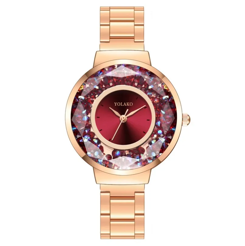 

Женские часы с ремешком из стали, со стразами, зеркальные, Простой циферблат, 2021