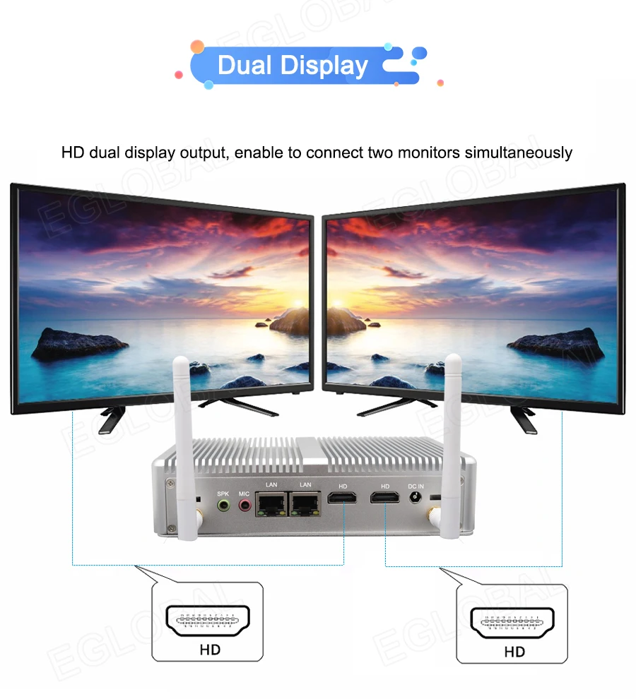 Мини ПК без вентилятора Eglobal Barebone процессор Intel Celeron N3150 N3160 до 2 08 ГГц 4k поддержка