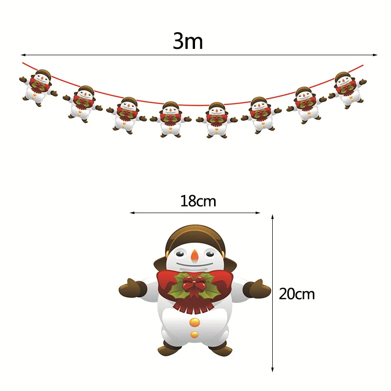 G03 snowman 3 м Рождественское украшение Баннер Санта Клаус Снеговик Олень Рождественское дерево носок звезда настенный Бумажная гирлянда для нового года Рождество украшения - Цвет: G03 snowman