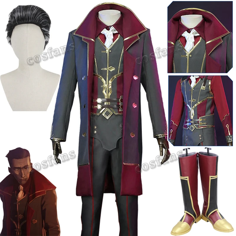 Anime Silco Arcane Cosplays Game LOL Arcane Silco Cosplay Costume for man Halloween Uniforms Game Suit Top Pants Vest Coat Shoes