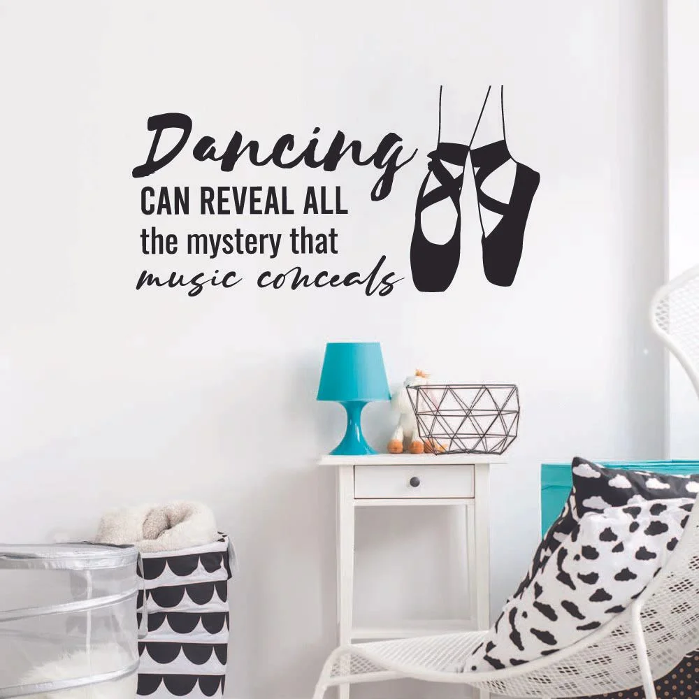 

Dance quote wall sticker ballet shoes wall sticker Home Decor For Living room Bedroom Vinyl Art Mural dw20338