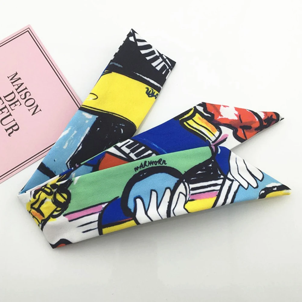 

Women Fashion Tie Wire Accessories Girls DIY Retro Adjustable Floral Print Bowknot Hair Band Cute Cloth Headband Wide