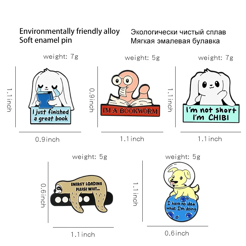 

New Lazy Sloth Brooch Bookworm Enamel Pins Brooch Lazy Cute Cartoon Animal Brooch Funny Backpack Badge Fashion Lapel Pins