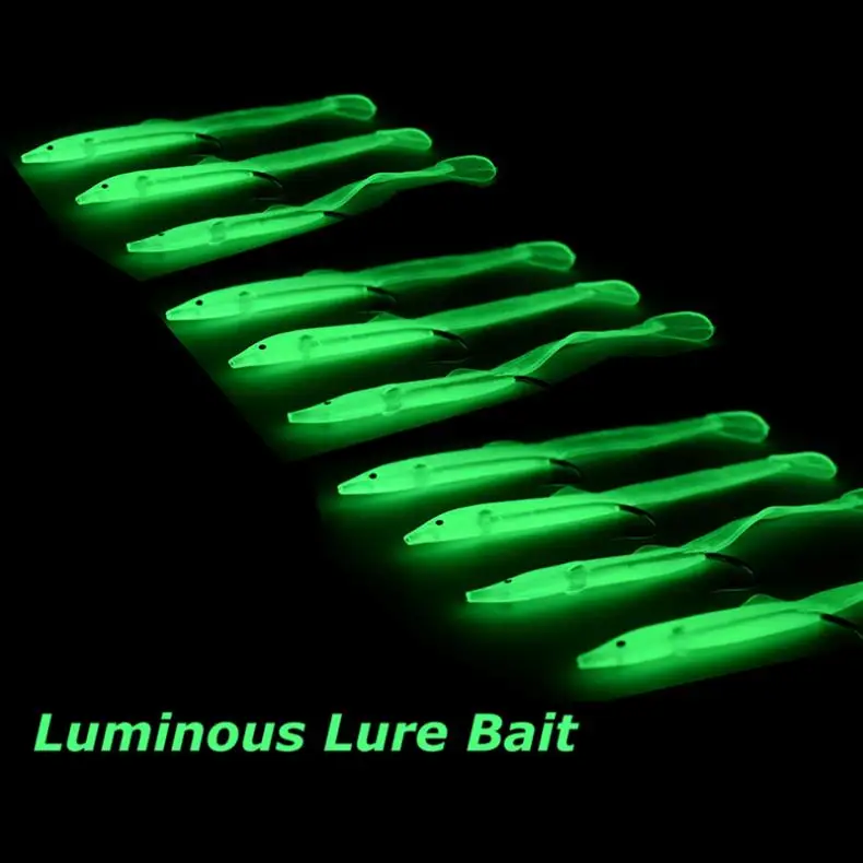 

10pcs/lot 7cm 1g Fishing Lure Luminous Soft Baits with Hook Artificial Bait