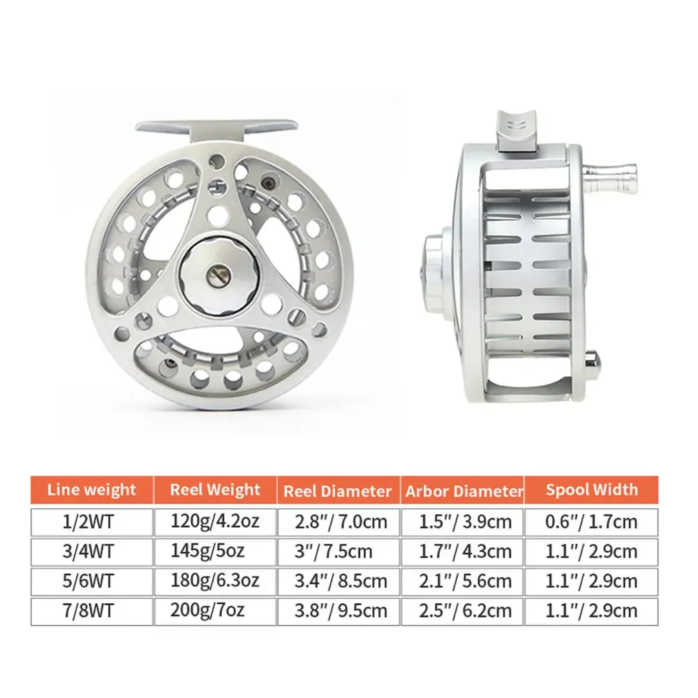 ANGLER DREAM Fishing 1/2 3/4 5/6 7/8WT Aluminum Fly Fishing Reel Black Adjustable Drag Large Arbor Right or Left-Handed Fly Reel
