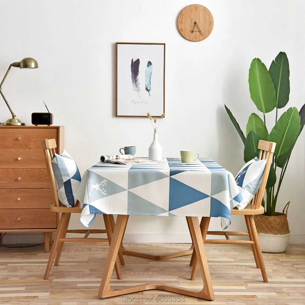 Водонепроницаемая скатерть из 100% полиэстера прямоугольная синяя с