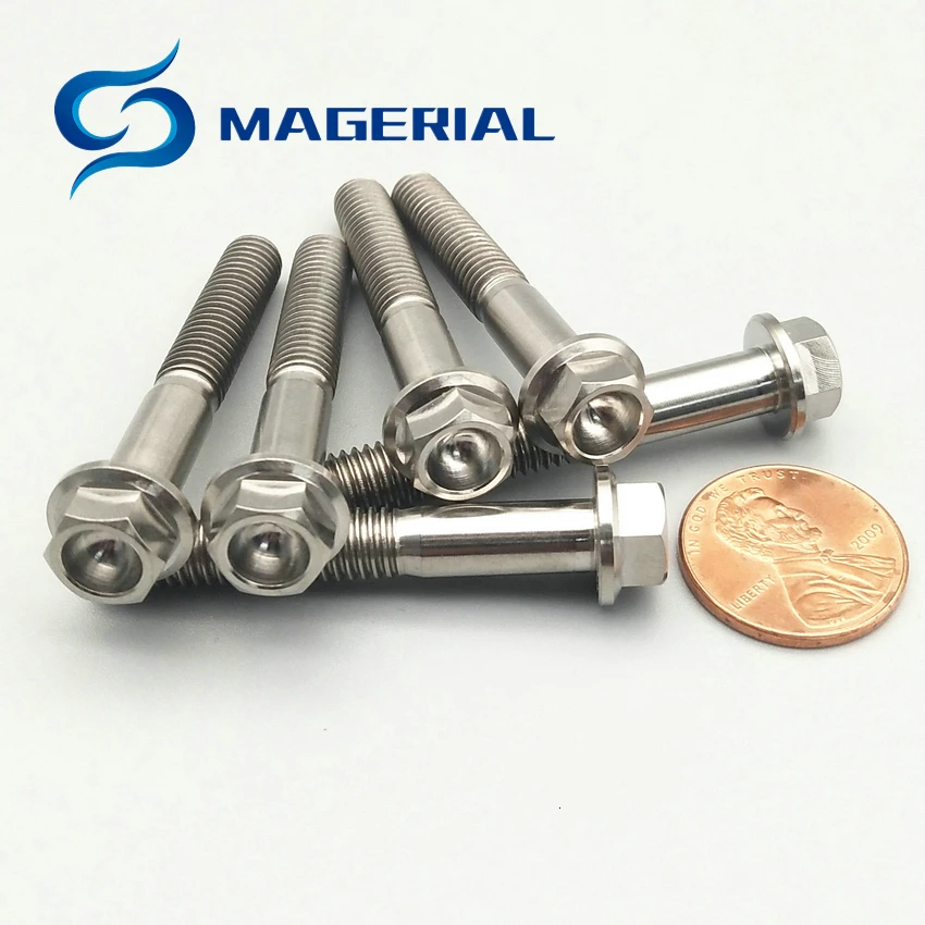 Ti Болт M6 M8 титановые болты для мотоцикла DIY MTB Ti цветная Фланцевая головка шестигранные Ti винты Ti Упаковка застежек 4 шт