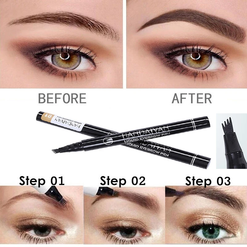 Eyebrow Pencil Liquid 4 heads Microblading Tattoo Black Brown Makeup Waterproof Natural Professional Make Up Eyes Brow Tint Pen | Красота и