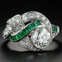 fashion wedding ring classic jewelry green zircon womens ring engagement party charm accessories lover gift