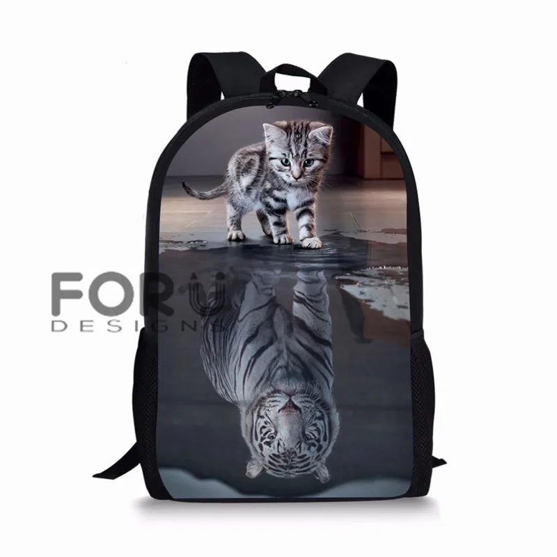 LH1010C FORUDESIGNS/школьная сумка для мальчиков и девочек с 3D изображением кота и тигра; Детский рюкзак с забавными животными; школьный рюкзак для учеников начальной школы - Цвет: LH1010C