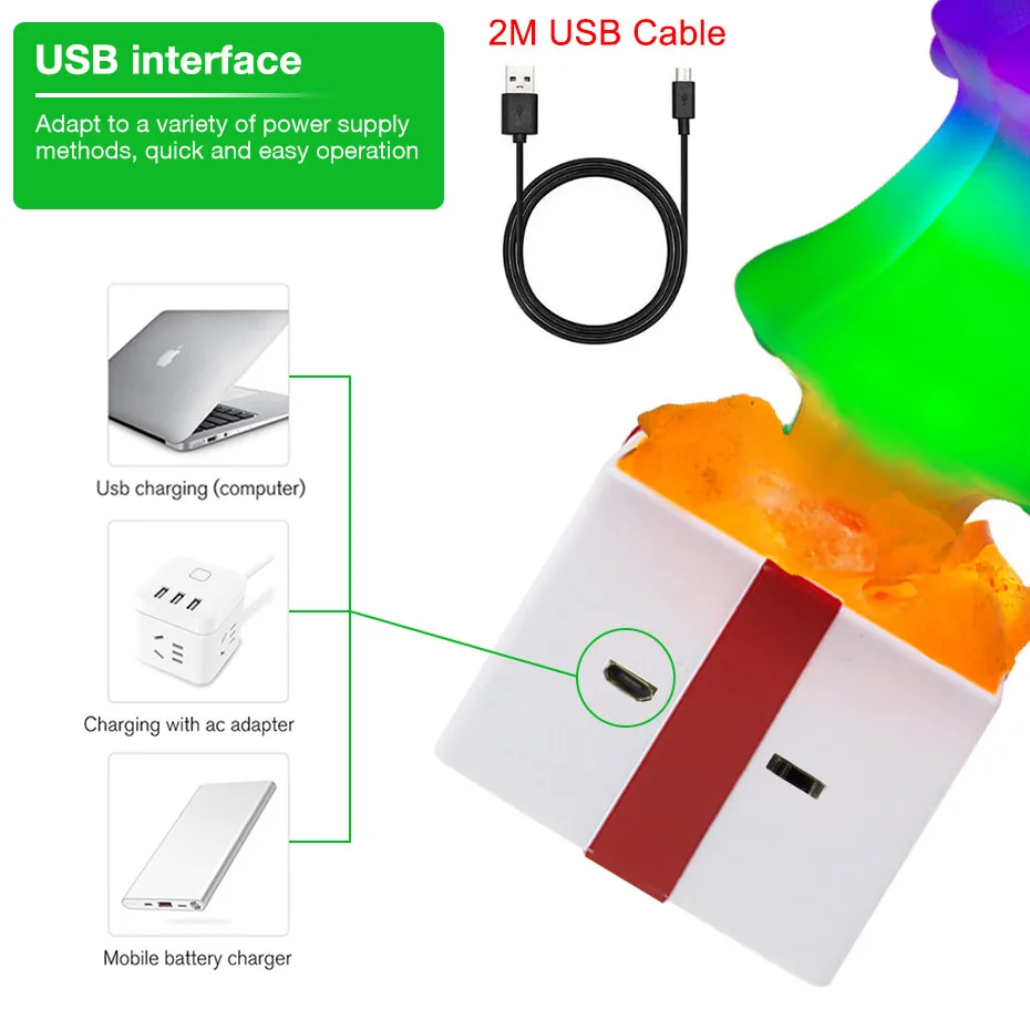 3D Кристалл соль E27 светодиодный Рождественская елка лампа AC85 265V SMD 2835 USB