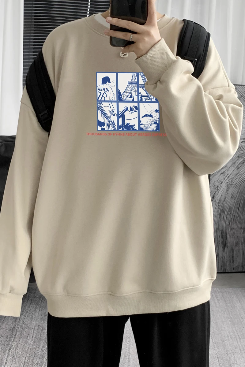 

2020 Fashion Men Sweatshirts Letter Print Sweatshirt Man Casual Streetwear Pullover Japanese Harajuku Mens Clothing Hip Hop Tops
