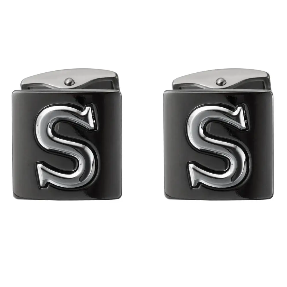 Классические золотые запонки с хрустальными буквами/круглые/квадратные/Кошачий