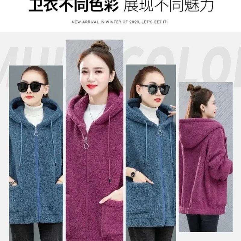 

Lamb cashmere sweater women plus velvet thickening 2021 new autumn and winter fat sister 200 kg fashion Korean cardigan jacket